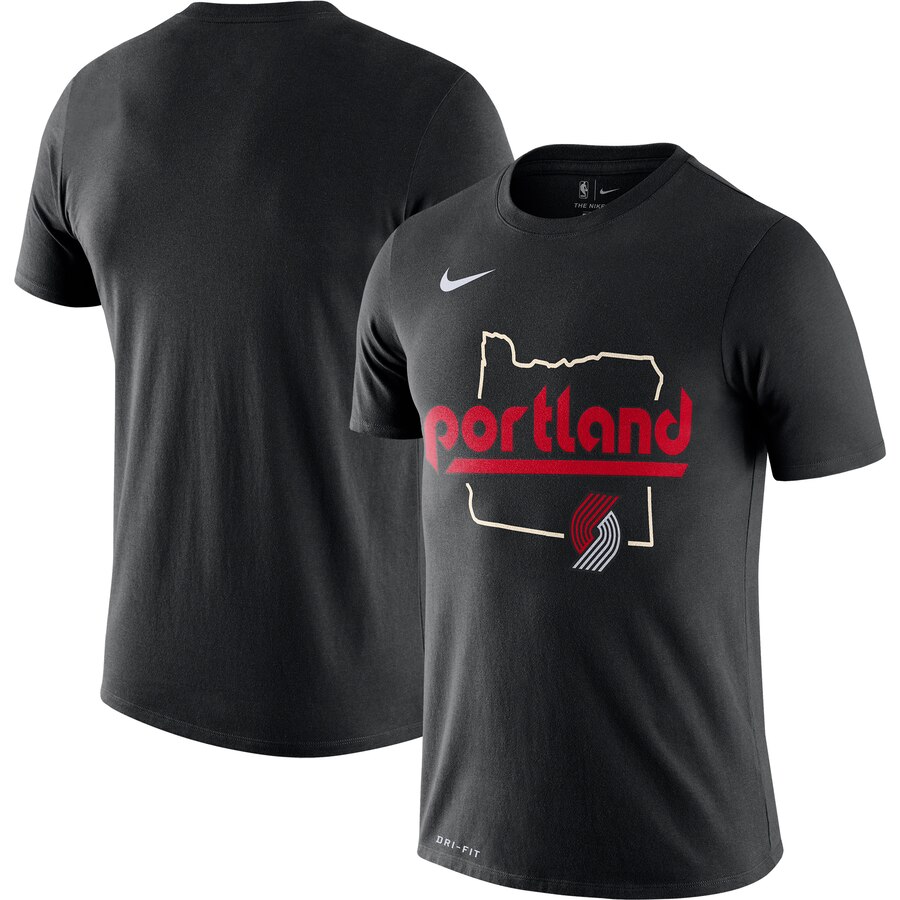 Men 2020 NBA Nike Portland Trail Blazers Black 201920 City Edition Hometown Performance TShirt->nba t-shirts->Sports Accessory